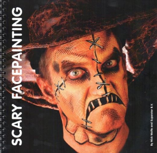 Schminkboek Scary Facepainting - Willaert, verkleedkledij, halloween, helloween, 31 oktober, grime, boek, grimeboek, schminken, halloweenschmink